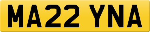 MA22 YNA private number plate